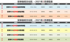 安琳咖啡文化院 课程表（2021年03月-04月）