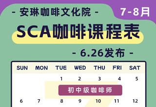 安琳咖啡SCA咖啡培训课程表（2025年7月-8月）