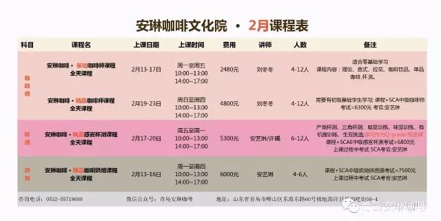 咖啡培训课程表
